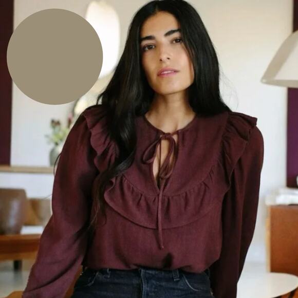 Rachel Pally | Olive Green Boho Peasant Cottagecore Frannie Top M - Picture 1 of 9